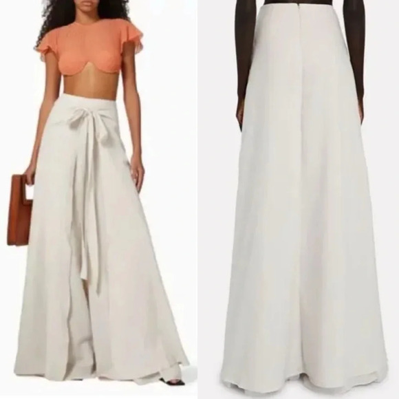 Andrea Iyamah Pants - NWT Andrea Iyamah Thema Pants Large Ivory 10-12 Wrap Faux Skirt Wide Leg